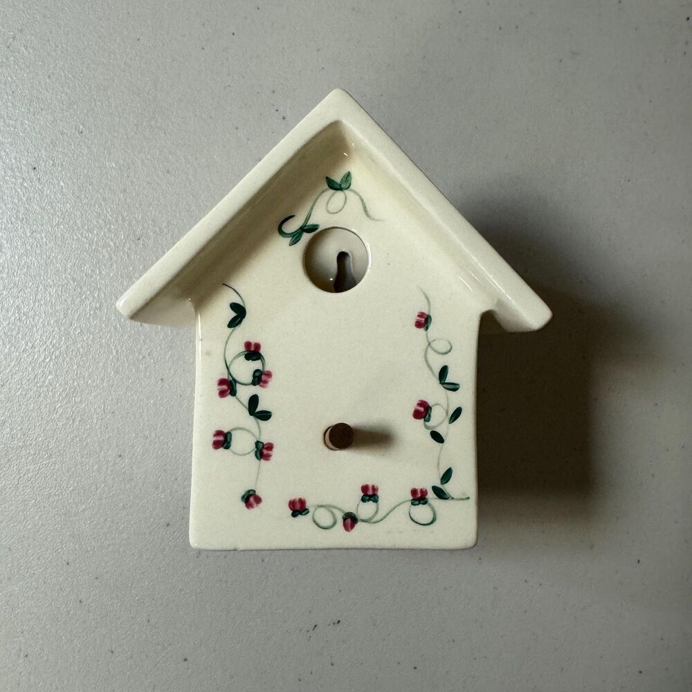 Ceramic Birdhouse Red Rose Vine Planter Wall Hanging Cottagecore Home Decor